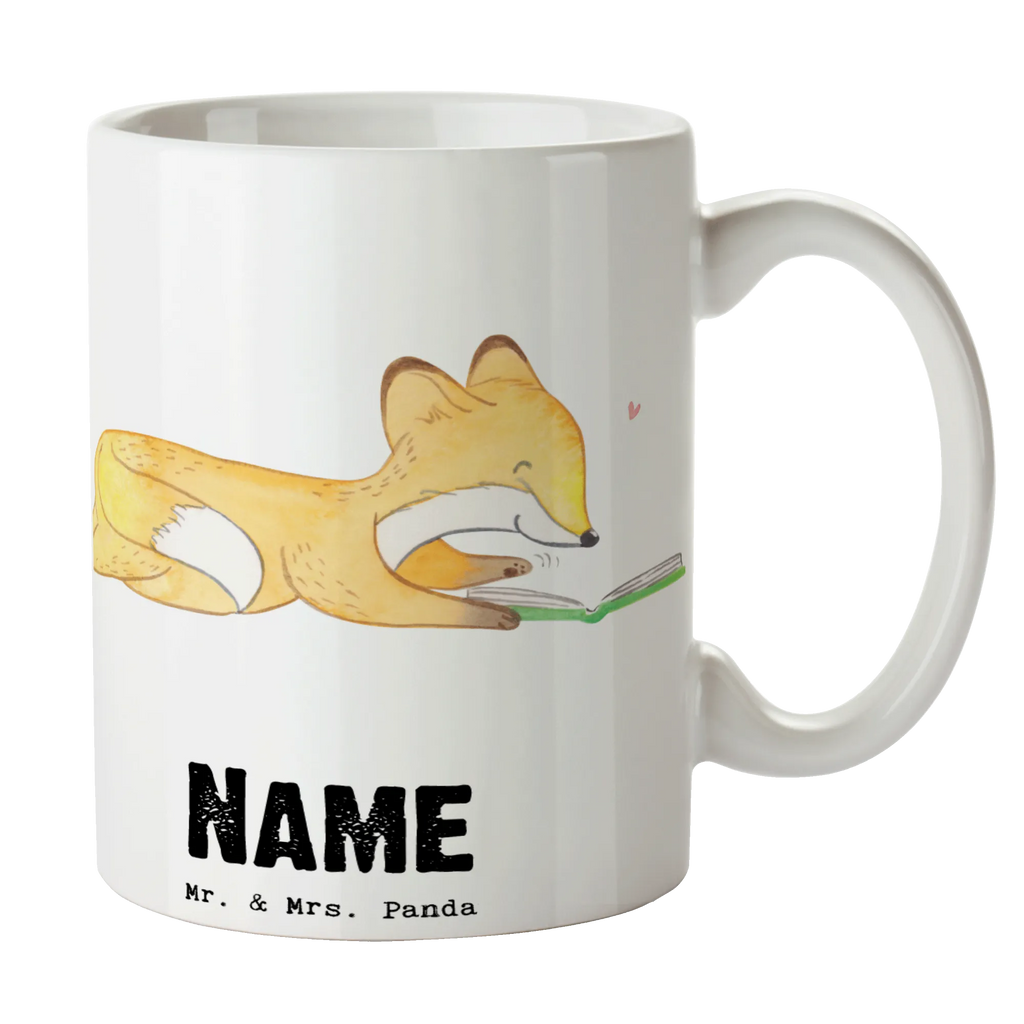 Personalisierte Tasse Fuchs Lesen Personalisierte Tasse, Namenstasse, Wunschname, Personalisiert, Tasse, Namen, Drucken, Tasse mit Namen, Geschenk, Sport, Sportart, Hobby, Schenken, Danke, Dankeschön, Auszeichnung, Gewinn, Sportler, lesen, Bücher lesen, Bücherwurm