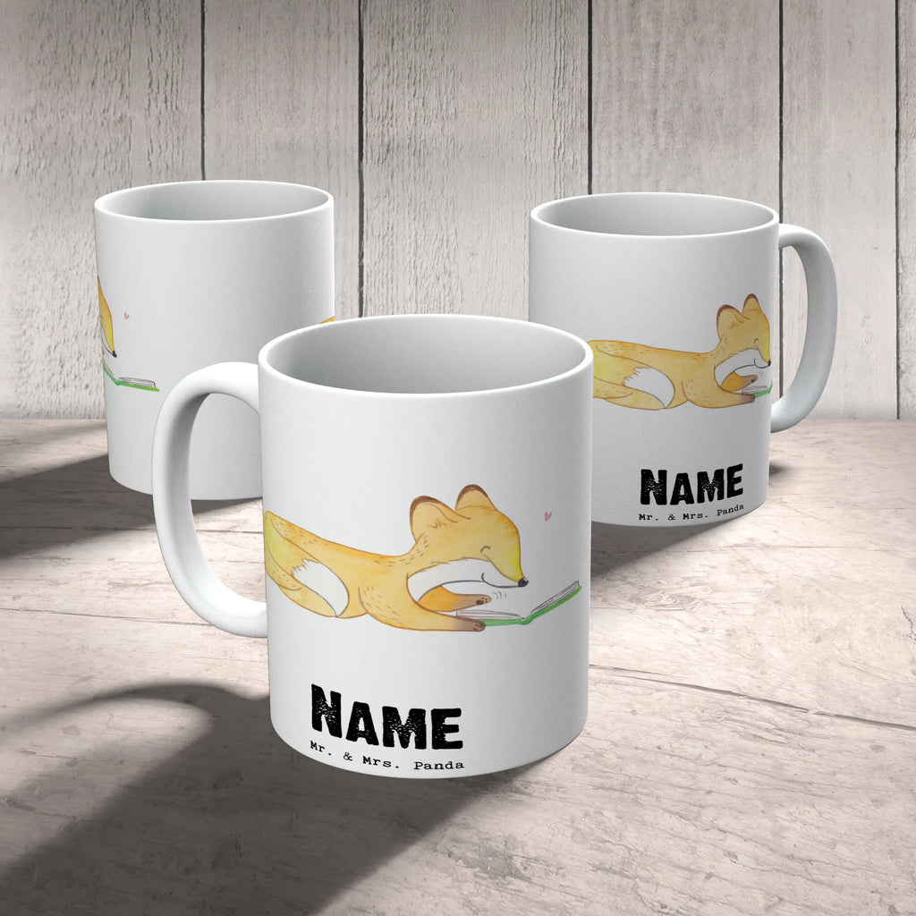 Personalisierte Tasse Fuchs Lesen Personalisierte Tasse, Namenstasse, Wunschname, Personalisiert, Tasse, Namen, Drucken, Tasse mit Namen, Geschenk, Sport, Sportart, Hobby, Schenken, Danke, Dankeschön, Auszeichnung, Gewinn, Sportler, lesen, Bücher lesen, Bücherwurm