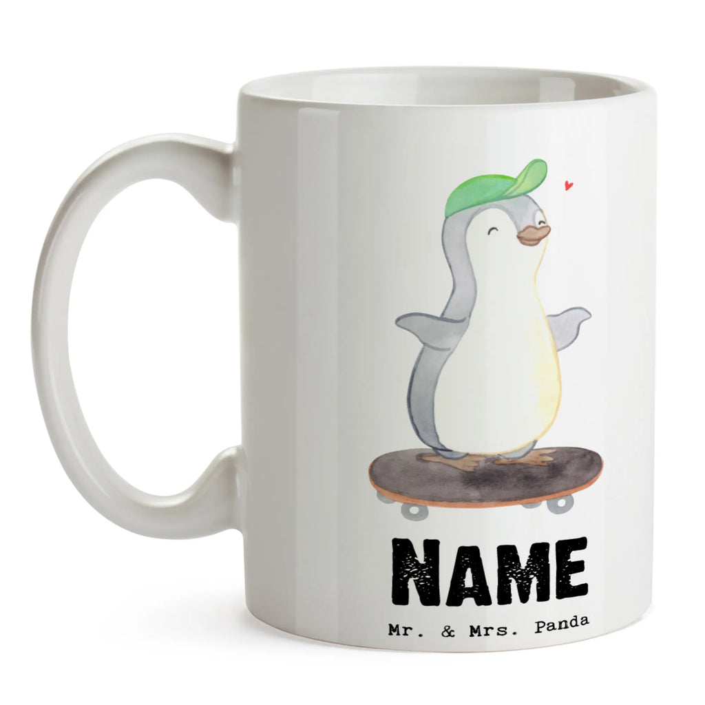 Personalisierte Tasse Pinguin Skateboarden Personalisierte Tasse, Namenstasse, Wunschname, Personalisiert, Tasse, Namen, Drucken, Tasse mit Namen, Geschenk, Sport, Sportart, Hobby, Schenken, Danke, Dankeschön, Auszeichnung, Gewinn, Sportler, Skateboarden, Skateboard fahren, Skaten, Skateboard, Skateplatz