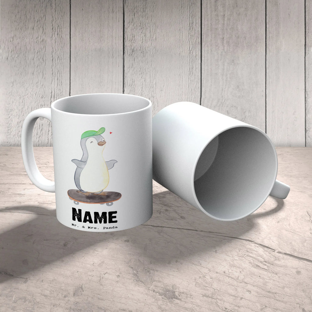 Personalisierte Tasse Pinguin Skateboarden Personalisierte Tasse, Namenstasse, Wunschname, Personalisiert, Tasse, Namen, Drucken, Tasse mit Namen, Geschenk, Sport, Sportart, Hobby, Schenken, Danke, Dankeschön, Auszeichnung, Gewinn, Sportler, Skateboarden, Skateboard fahren, Skaten, Skateboard, Skateplatz