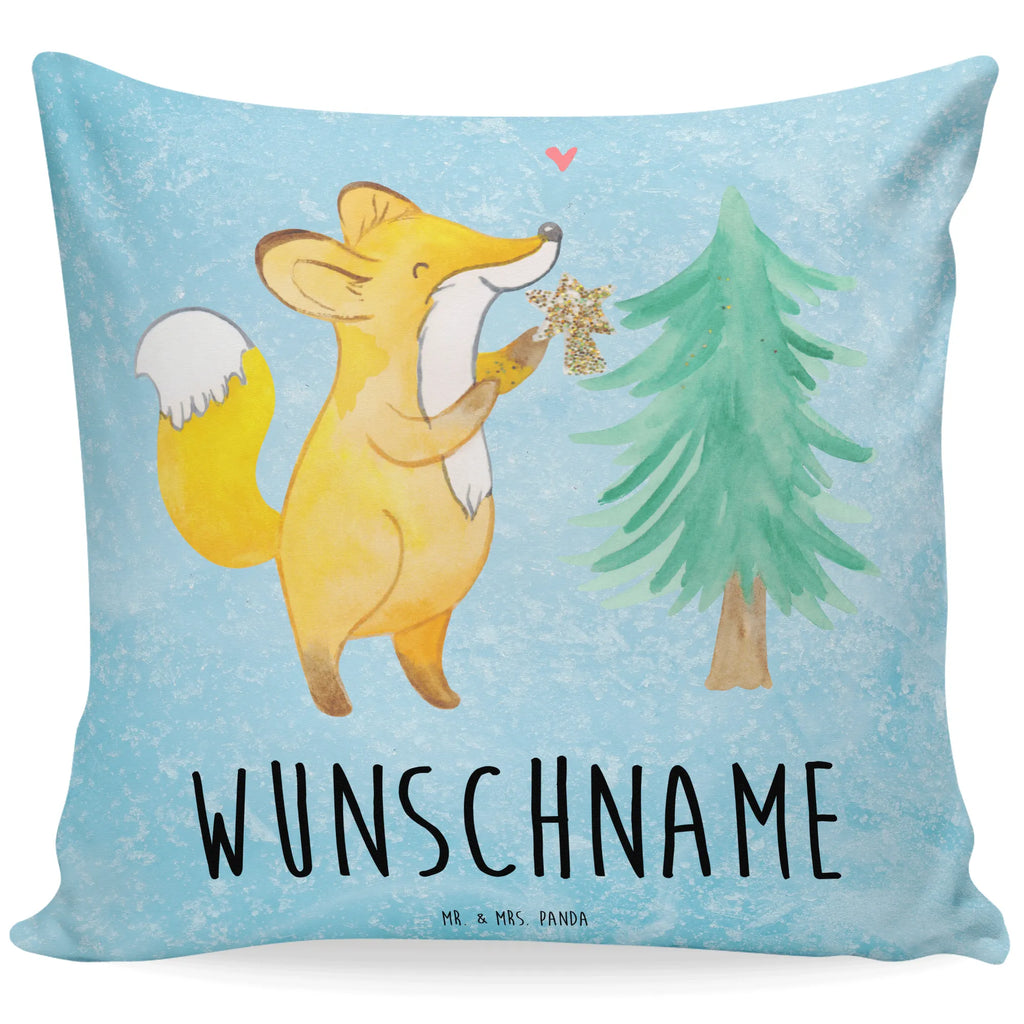 Personalisiertes Kissen Fuchs  Weihnachtsbaum Kissen, personalisiert, Name, Wunschname, bedrucken, Kopfkissen, Winter, Weihnachten, Weihnachtsdeko, Nikolaus, Advent, Heiligabend, Wintermotiv, Weihnachtsmann, Weihnachtstage, Fuchs, Schlittschuh, Weihnachtszeit, Weihnachtsdekoration