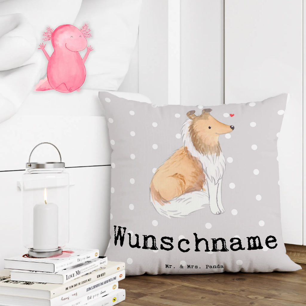 Personalisiertes Kissen Langhaar Collie Lebensretter Kissen, personalisiert, Name, Wunschname, bedrucken, Kopfkissen, Hund, Hunderasse, Rassehund, Hundebesitzer, Geschenk, Tierfreund, Schenken, Welpe, Langhaar Collie, britischer Hütehund