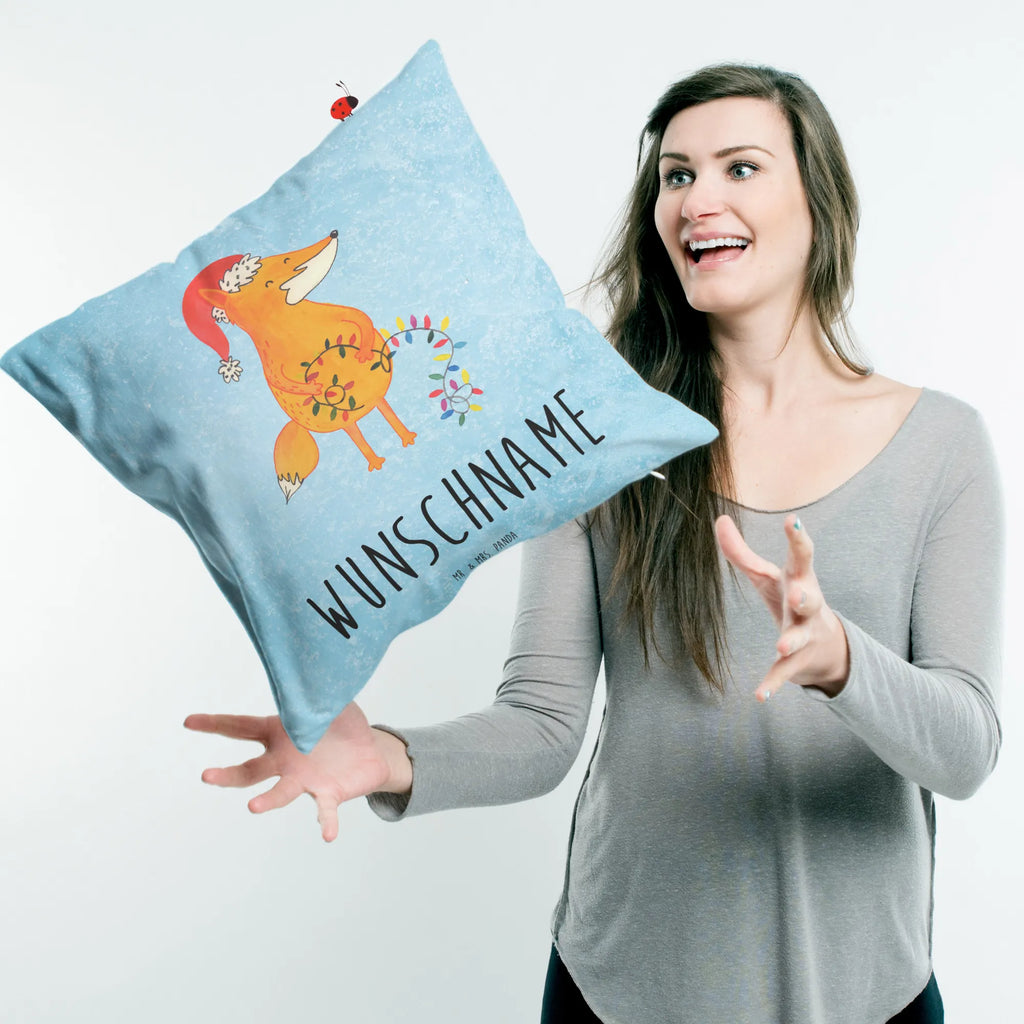 Personalisiertes Kissen Fuchs Weihnachten Kissen, personalisiert, Name, Wunschname, bedrucken, Kopfkissen, Winter, Weihnachten, Weihnachtsdeko, Nikolaus, Advent, Heiligabend, Wintermotiv, Fuchs, Füchse, Spruch schön, Geschenk Weihnachten, Weihnachtsmann, Weihnachtszeit