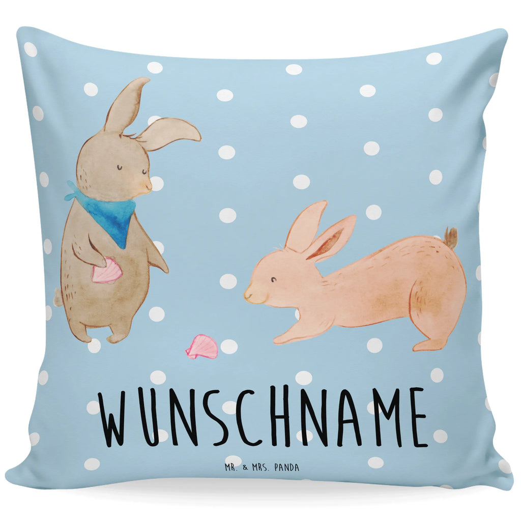 Personalisiertes Kissen Hasen Muschel Kissen, personalisiert, Name, Wunschname, bedrucken, Kopfkissen, Familie, Vatertag, Muttertag, Bruder, Schwester, Mama, Papa, Oma, Opa, Hasen, beste Freundin, Freundin, Freundinnen, best friends, BFF, Muscheln sammeln, Muscheln, Meer