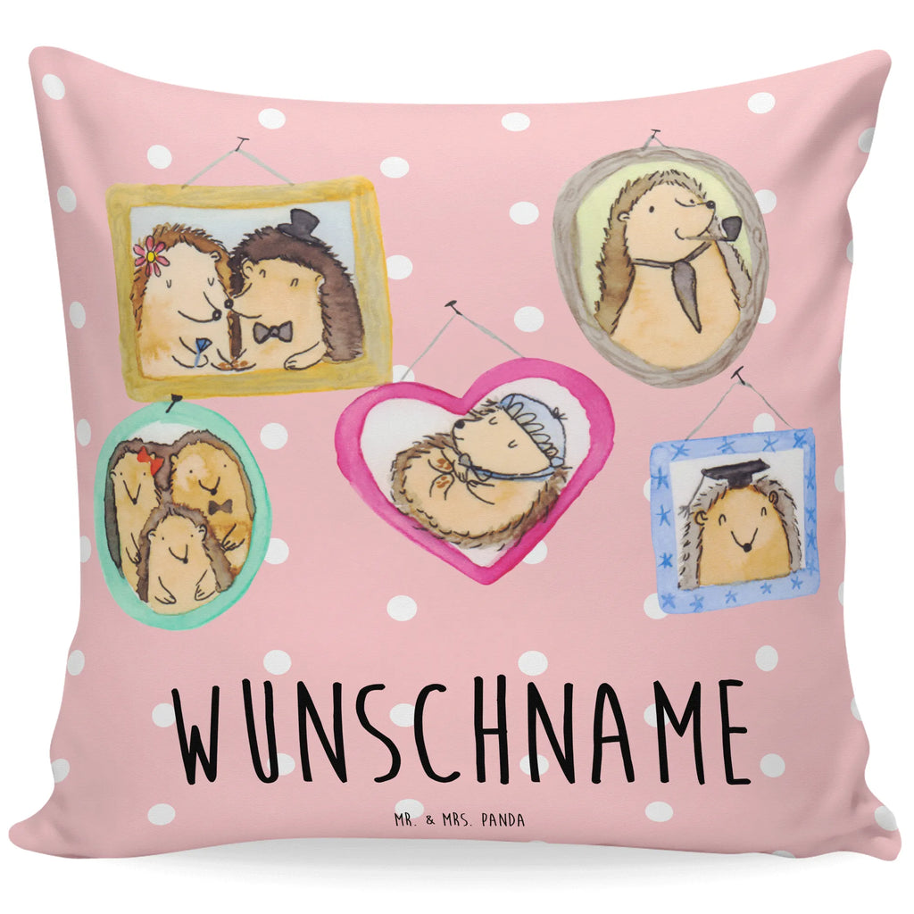 Personalisiertes Kissen Igel Familie Kissen, personalisiert, Name, Wunschname, bedrucken, Kopfkissen, Familie, Vatertag, Muttertag, Bruder, Schwester, Mama, Papa, Oma, Opa, Liebe, Igel, Bilder, Zusammenhalt, Glück