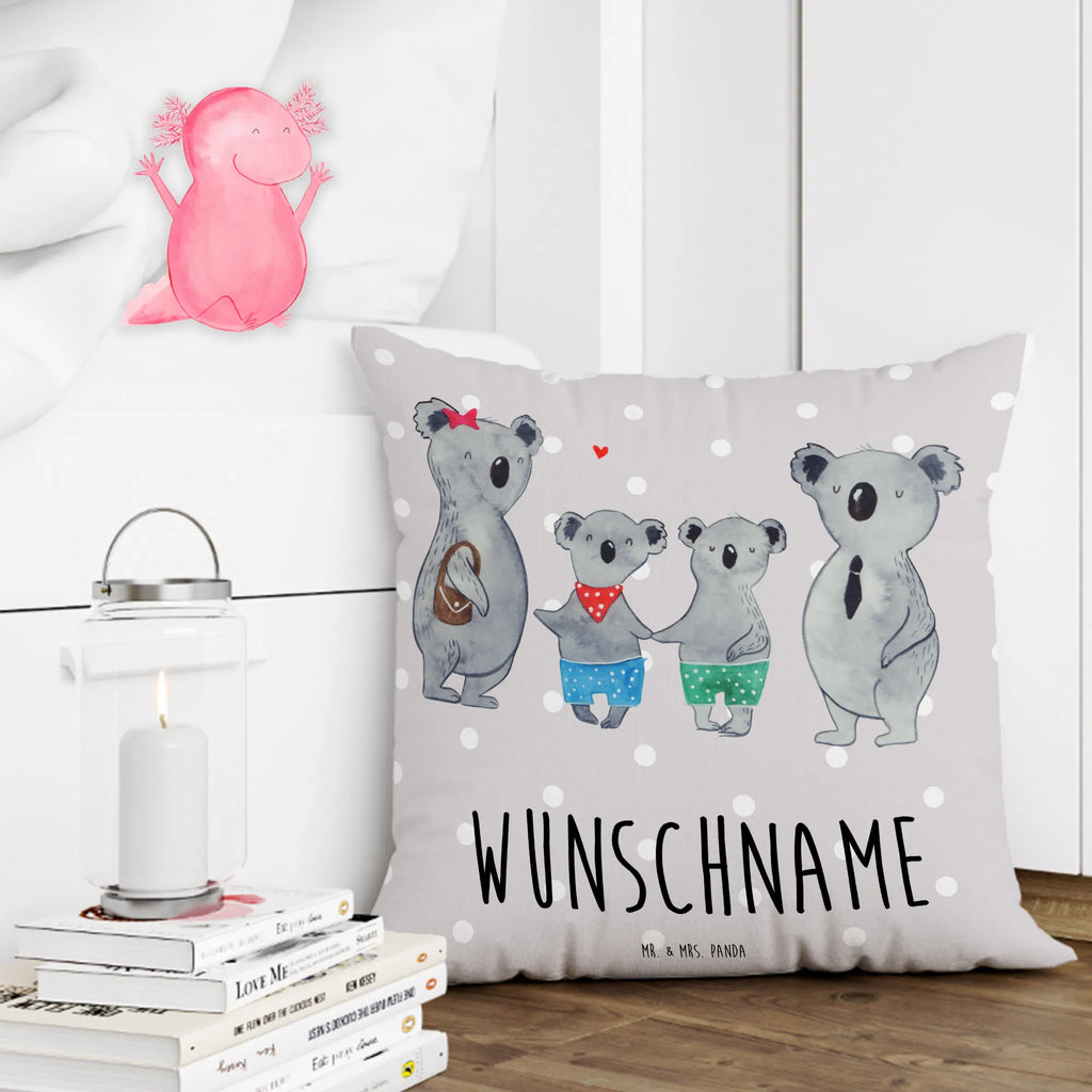 Personalisiertes Kissen Koala Familie zwei Kissen, personalisiert, Name, Wunschname, bedrucken, Kopfkissen, Familie, Vatertag, Muttertag, Bruder, Schwester, Mama, Papa, Oma, Opa, Koala, Koalabär, beste Familie, Familienzeit, Familienleben, Koalafamilie, Lieblingsfamilie