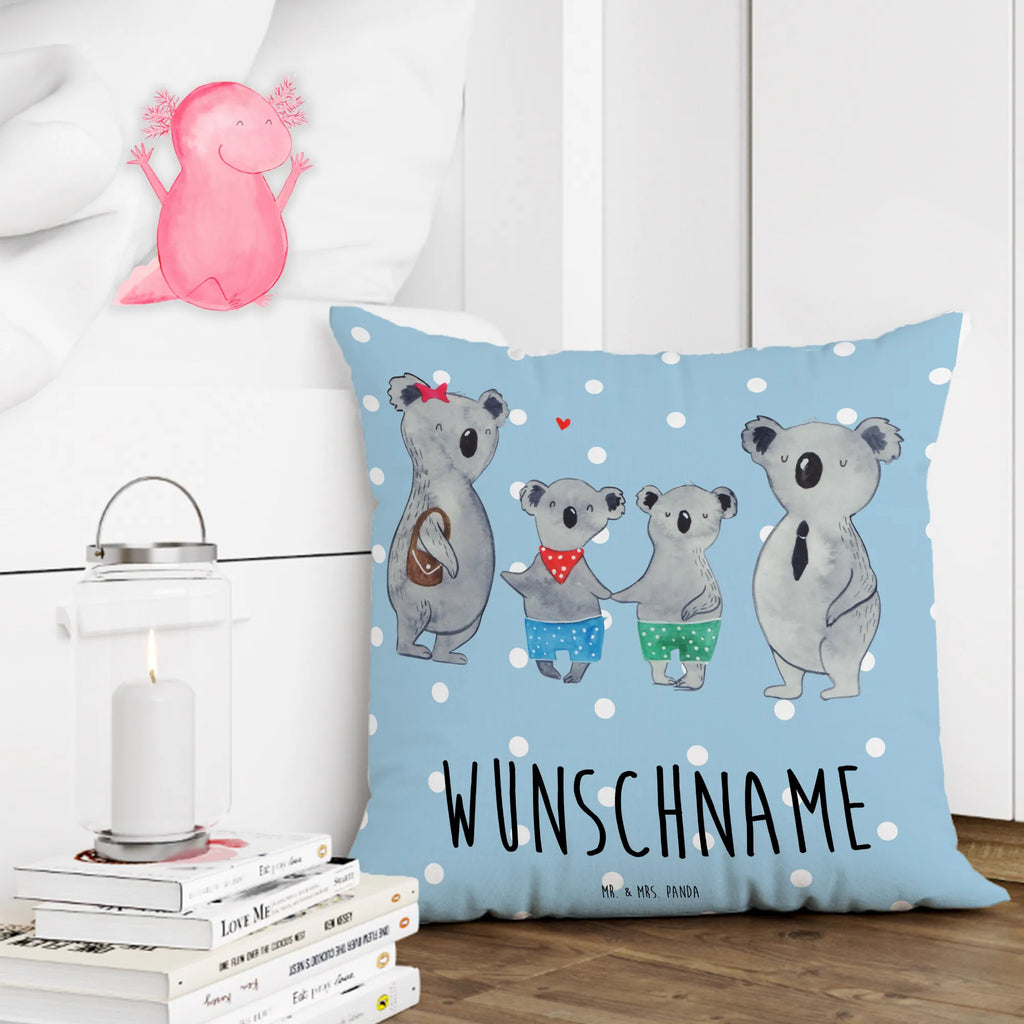 Personalisiertes Kissen Koala Familie zwei Kissen, personalisiert, Name, Wunschname, bedrucken, Kopfkissen, Familie, Vatertag, Muttertag, Bruder, Schwester, Mama, Papa, Oma, Opa, Koala, Koalabär, beste Familie, Familienzeit, Familienleben, Koalafamilie, Lieblingsfamilie