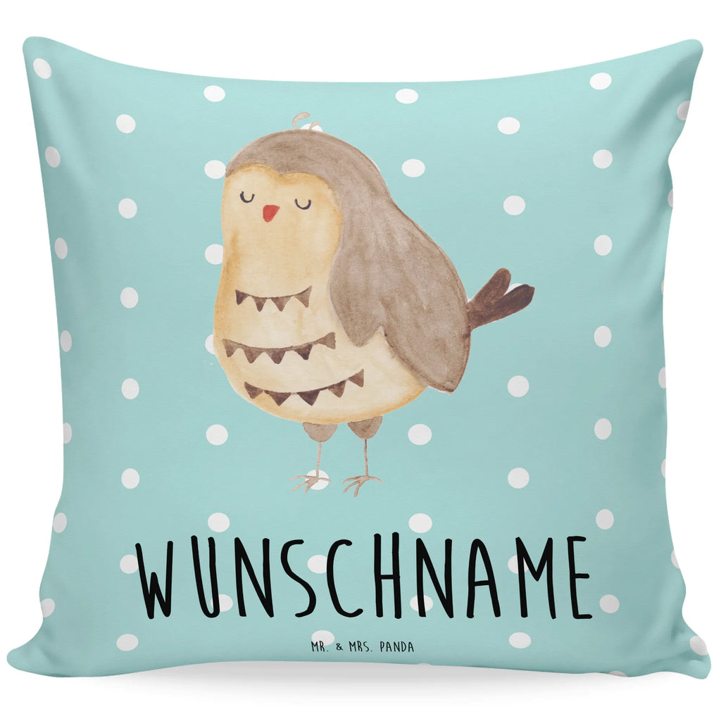 Personalisiertes Kissen Eule Zufrieden Kissen, personalisiert, Name, Wunschname, bedrucken, Kopfkissen, Eule, Eule Spruch, Eule deko, Owl, Liebe Spruch, Romantisch, Wortspiel lustig, Spruch schön, Geschenk Hochzeitstag