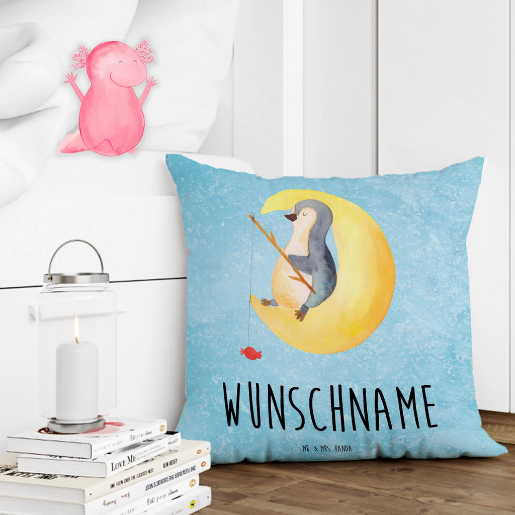 Personalisiertes Kissen Pinguin Mond Kissen, personalisiert, Name, Wunschname, bedrucken, Kopfkissen, Pinguin, Pinguine, Spruch, schlafen, Nachtruhe, Einschlafen, Schlafzimmer, Schlafstörungen, Gästezimmer