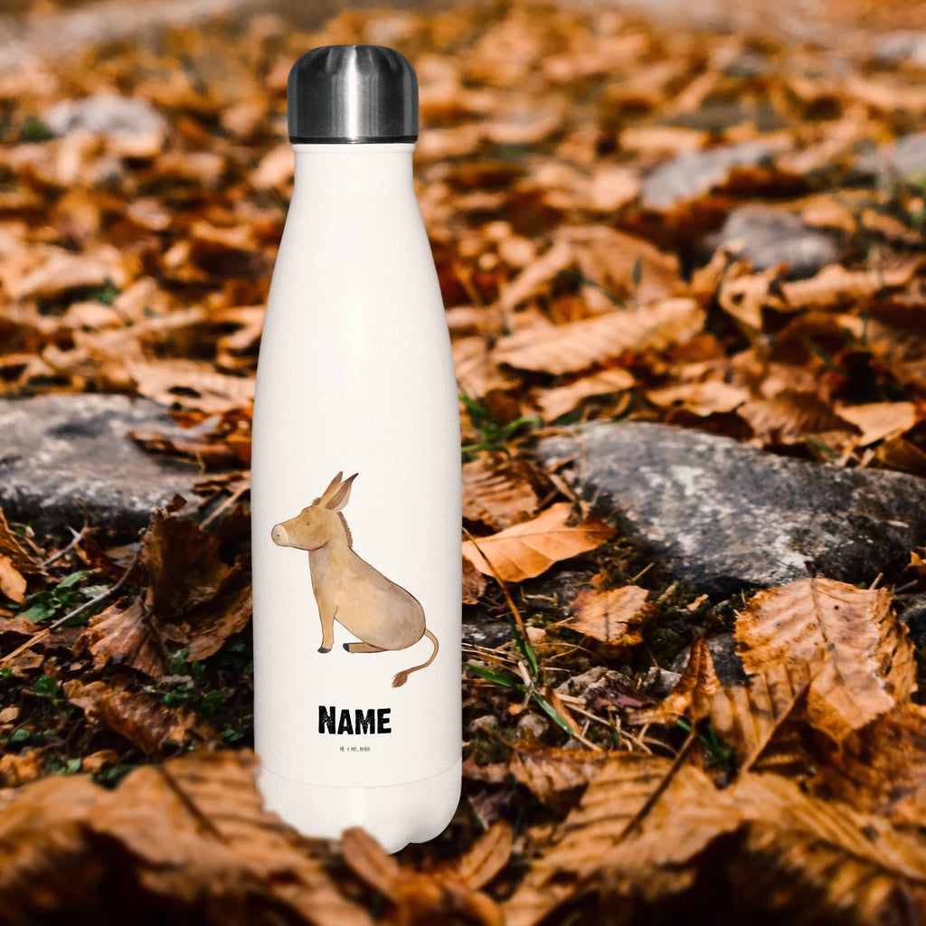 Personalisierte Thermosflasche Esel Personalisierte Isolierflasche, Personalisierte Thermoflasche, Personalisierte Trinkflasche, Trinkflasche Mit Namen, Wunschname, Bedrucken, Namensflasche, Tiermotive, Gute Laune, lustige Sprüche, Tiere, Esel, Weisheit, Lebensmut, Lebensglück, Ziel, Lebensziel, Mut, erfolg, tapferkeit, positive gedanken, zuversicht