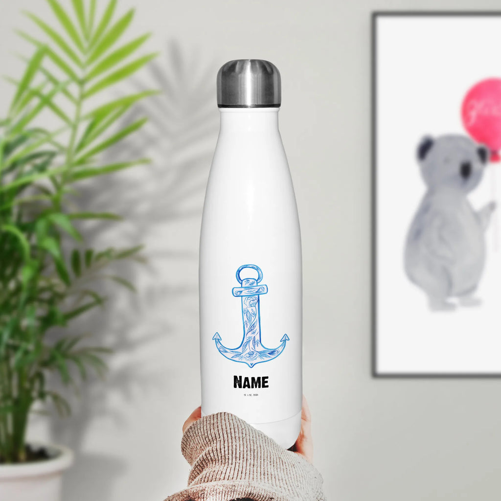 Personalisierte Thermosflasche Anker Blau Personalisierte Isolierflasche, Personalisierte Thermoflasche, Personalisierte Trinkflasche, Trinkflasche Mit Namen, Wunschname, Bedrucken, Namensflasche, Tiermotive, Gute Laune, lustige Sprüche, Tiere