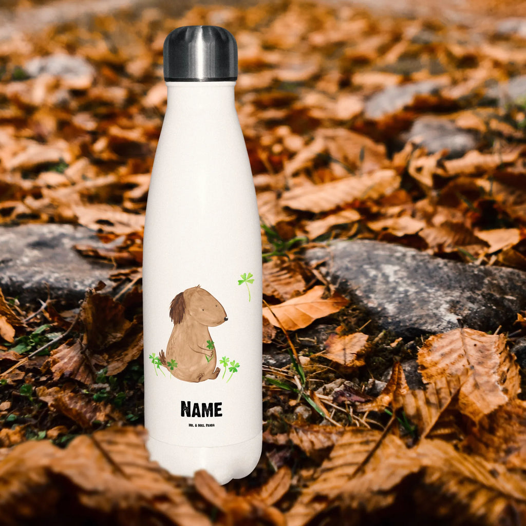 Personalised insulated bottle Dog shamrock Personalisierte Isolierflasche, Personalisierte Thermoflasche, Personalisierte Trinkflasche, Trinkflasche Mit Namen, Wunschname, Bedrucken, Namensflasche, Hund, Hundemotiv, Haustier, Hunderasse, Tierliebhaber, Hundebesitzer, Sprüche, Kleeblatt, Glück, Tagträume, Motivation, Neuanfang, Geschenk, Glücksbringer, Selbstliebe, Achtsamkeit