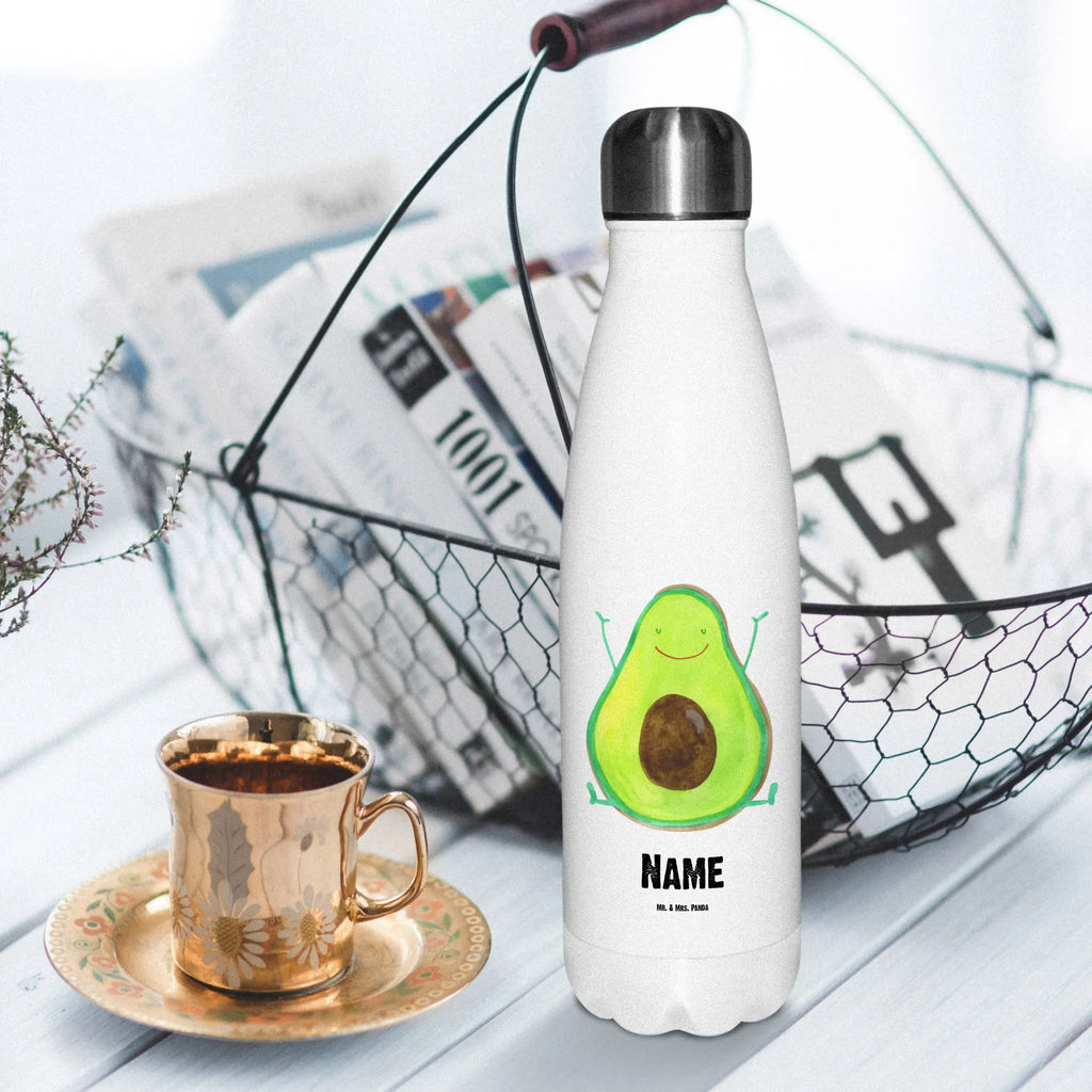 Personalisierte Thermosflasche Avocado Happy Personalisierte Isolierflasche, Personalisierte Thermoflasche, Personalisierte Trinkflasche, Trinkflasche Mit Namen, Wunschname, Bedrucken, Namensflasche, Avocado, Veggie, Vegan, Gesund, Chaos