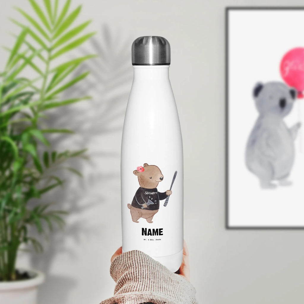 Personalisierte Thermosflasche Sicherheitsdienstmitarbeiterin mit Herz Personalisierte Isolierflasche, Personalisierte Thermoflasche, Personalisierte Trinkflasche, Trinkflasche Mit Namen, Wunschname, Bedrucken, Namensflasche, Beruf, Ausbildung, Jubiläum, Abschied, Rente, Kollege, Kollegin, Geschenk, Schenken, Arbeitskollege, Mitarbeiter, Firma, Danke, Dankeschön