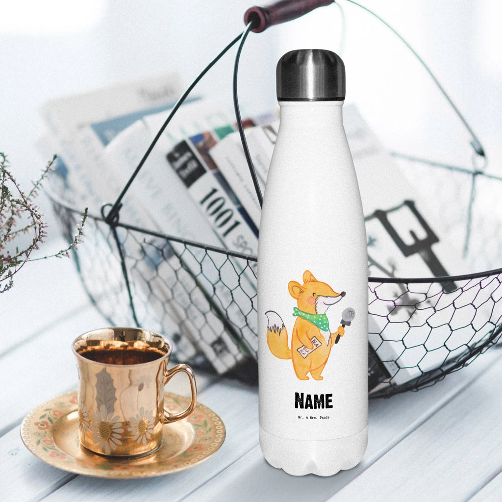 Personalisierte Thermosflasche Journalist mit Herz Personalisierte Isolierflasche, Personalisierte Thermoflasche, Personalisierte Trinkflasche, Trinkflasche Mit Namen, Wunschname, Bedrucken, Namensflasche, Beruf, Ausbildung, Jubiläum, Abschied, Rente, Kollege, Kollegin, Geschenk, Schenken, Arbeitskollege, Mitarbeiter, Firma, Danke, Dankeschön, Journalist, Reporter, Redakteur, Pressebüro, Studium