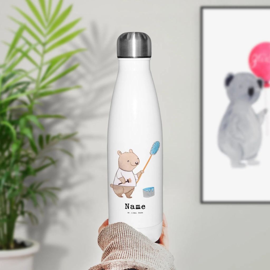 Personalisierte Thermosflasche Maler mit Herz Personalisierte Isolierflasche, Personalisierte Thermoflasche, Personalisierte Trinkflasche, Trinkflasche Mit Namen, Wunschname, Bedrucken, Namensflasche, Beruf, Ausbildung, Jubiläum, Abschied, Rente, Kollege, Kollegin, Geschenk, Schenken, Arbeitskollege, Mitarbeiter, Firma, Danke, Dankeschön, Maler, Malermeister, Gesellenprüfung, Meisterprüfung, Malerbetrieb