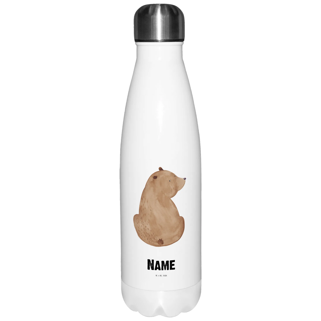 Personalisierte Thermosflasche Bär Schulterblick Personalisierte Isolierflasche, Personalisierte Thermoflasche, Personalisierte Trinkflasche, Trinkflasche Mit Namen, Wunschname, Bedrucken, Namensflasche, Bär, Teddy, Teddybär, Selbstachtung, Weltansicht, Motivation, Bären, Bärenliebe, Weisheit