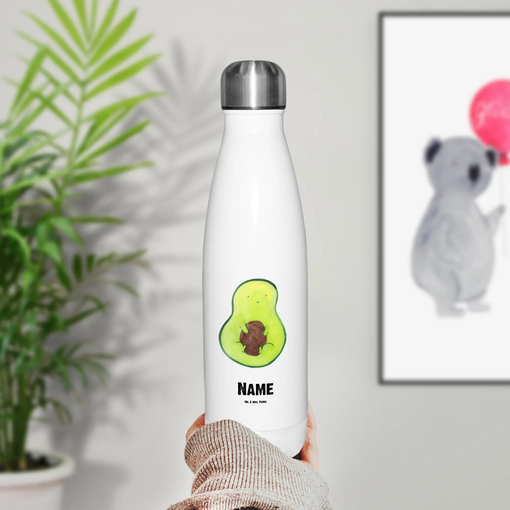 Personalisierte Thermosflasche Avocado mit Kern Personalisierte Isolierflasche, Personalisierte Thermoflasche, Personalisierte Trinkflasche, Trinkflasche Mit Namen, Wunschname, Bedrucken, Namensflasche, Avocado, Veggie, Vegan, Gesund, Avokado, Avocadokern, Kern, Pflanze, Spruch Leben