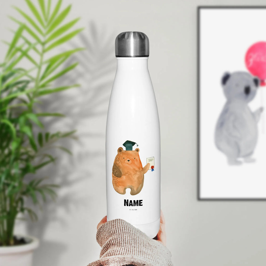 Personalisierte Thermosflasche Bär Prüfung Personalisierte Isolierflasche, Personalisierte Thermoflasche, Personalisierte Trinkflasche, Trinkflasche Mit Namen, Wunschname, Bedrucken, Namensflasche, Bär, Teddy, Teddybär, Abitur, Prüfungen, Prüfung bestanden, Abschluss, Zeugnis, Abschlusszeugnis