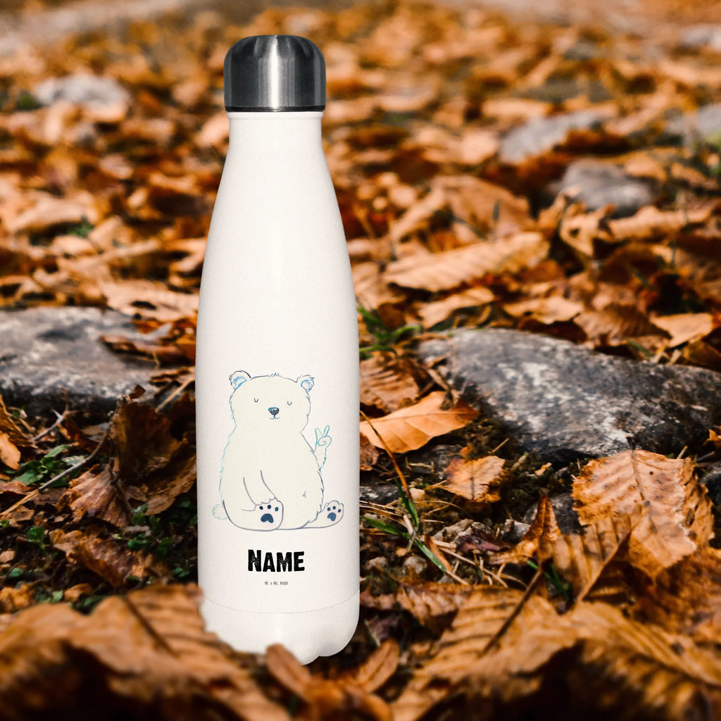 Personalisierte Thermosflasche Eisbär Faul Personalisierte Isolierflasche, Personalisierte Thermoflasche, Personalisierte Trinkflasche, Trinkflasche Mit Namen, Wunschname, Bedrucken, Namensflasche, Bär, Teddy, Teddybär, Eisbär, Nordpol, Faul, Entspannen, Relaxen, Büro, Arbeit, Bürojob, Arbeitsplatz, Homeoffice