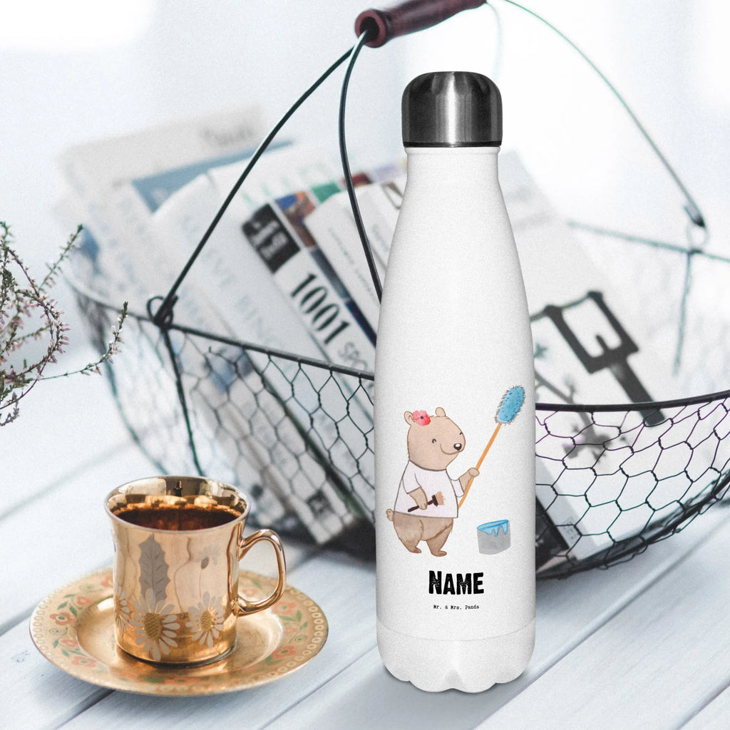 Personalisierte Thermosflasche Malerin mit Herz Personalisierte Isolierflasche, Personalisierte Thermoflasche, Personalisierte Trinkflasche, Trinkflasche Mit Namen, Wunschname, Bedrucken, Namensflasche, Beruf, Ausbildung, Jubiläum, Abschied, Rente, Kollege, Kollegin, Geschenk, Schenken, Arbeitskollege, Mitarbeiter, Firma, Danke, Dankeschön, Maler, Malermeisterin, Gesellenprüfung, Meisterprüfung, Malerbetrieb