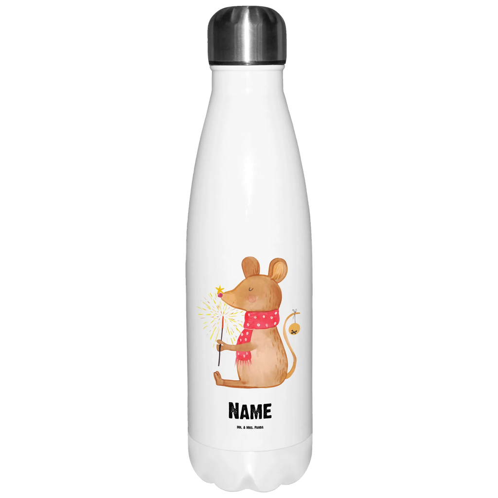 Personalisierte Thermosflasche Weihnachtsmaus Personalisierte Isolierflasche, Personalisierte Thermoflasche, Personalisierte Trinkflasche, Trinkflasche Mit Namen, Wunschname, Bedrucken, Namensflasche, Winter, Weihnachten, Weihnachtsdeko, Nikolaus, Advent, Heiligabend, Wintermotiv, Frohe Weihnachten, Weihnachtsgruß, Weihnachtsmotiv, Maus, Mäuschen, Weihnachtswunder