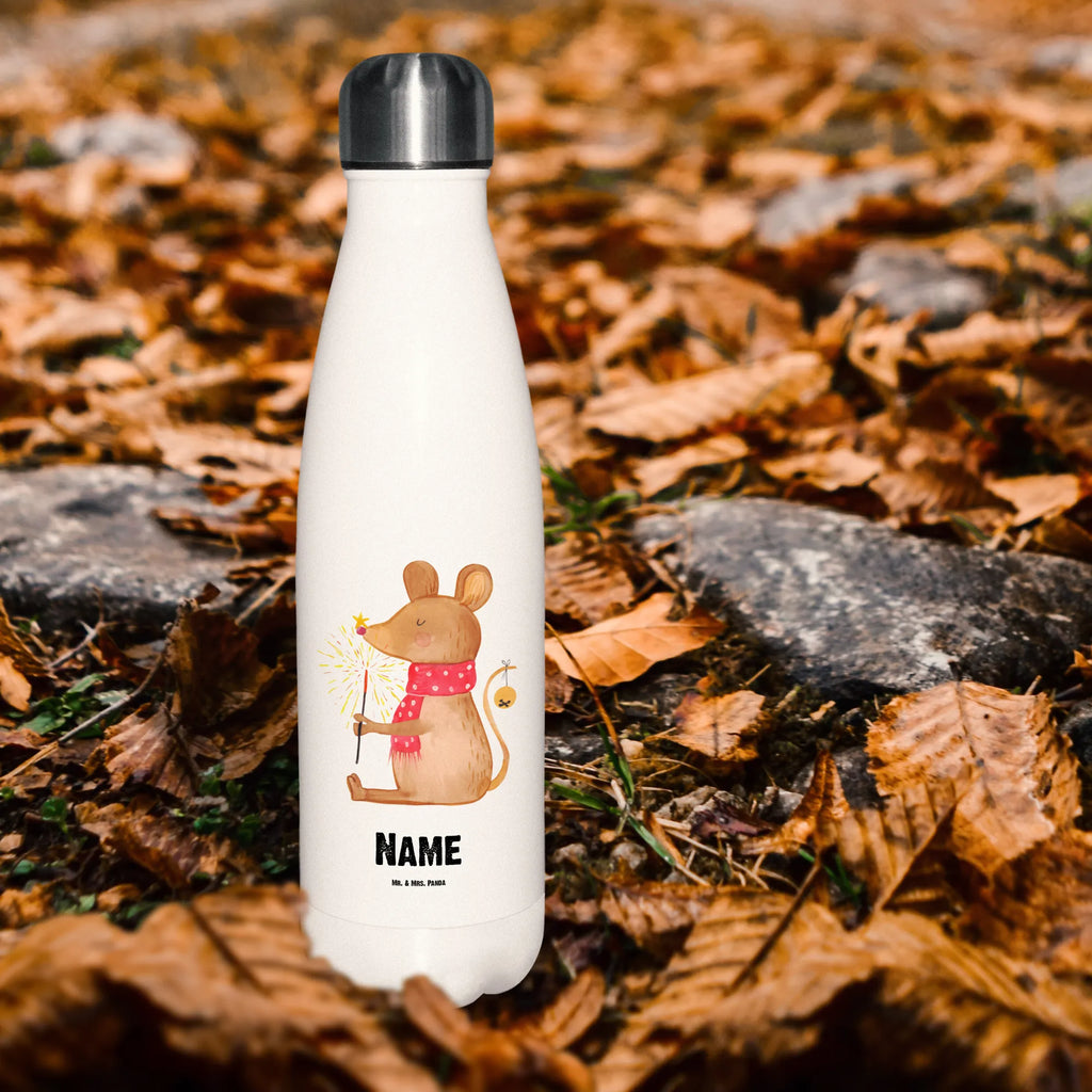 Personalisierte Thermosflasche Weihnachtsmaus Personalisierte Isolierflasche, Personalisierte Thermoflasche, Personalisierte Trinkflasche, Trinkflasche Mit Namen, Wunschname, Bedrucken, Namensflasche, Winter, Weihnachten, Weihnachtsdeko, Nikolaus, Advent, Heiligabend, Wintermotiv, Frohe Weihnachten, Weihnachtsgruß, Weihnachtsmotiv, Maus, Mäuschen, Weihnachtswunder