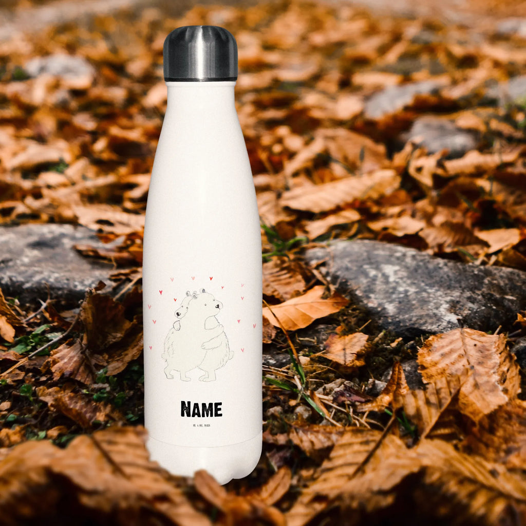 Personalisierte Thermosflasche Eisbär Umarmen Personalisierte Isolierflasche, Personalisierte Thermoflasche, Personalisierte Trinkflasche, Trinkflasche Mit Namen, Wunschname, Bedrucken, Namensflasche, Tiermotive, Gute Laune, lustige Sprüche, Tiere