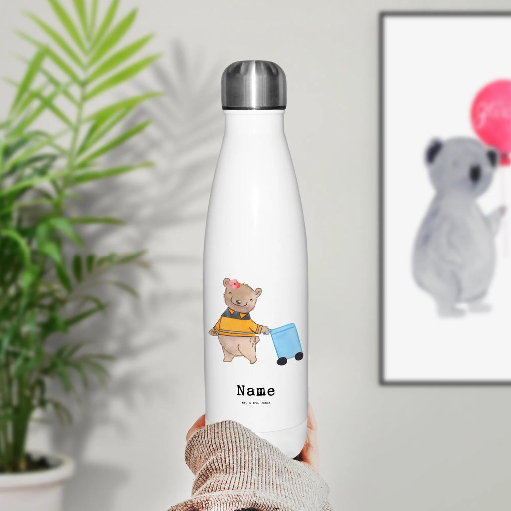 Personalised insulated bottle Specialist - Circular Economy and Waste Management Heart Personalisierte Isolierflasche, Personalisierte Thermoflasche, Personalisierte Trinkflasche, Trinkflasche Mit Namen, Wunschname, Bedrucken, Namensflasche, Beruf, Ausbildung, Jubiläum, Abschied, Rente, Kollege, Kollegin, Geschenk, Schenken, Arbeitskollege, Mitarbeiter, Firma, Danke, Dankeschön, Müllwerker, Fachkraft Kreislauf- und Abfallwirtschaft, Müllentsorger, Kehrichtmann, Müllmann, Müllfahrer