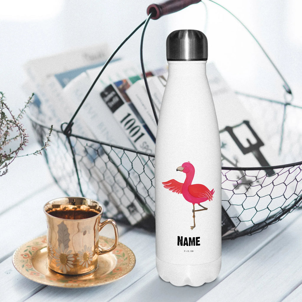 Personalisierte Thermosflasche Flamingo Yoga Personalisierte Isolierflasche, Personalisierte Thermoflasche, Personalisierte Trinkflasche, Trinkflasche Mit Namen, Wunschname, Bedrucken, Namensflasche, Flamingo, Vogel, Yoga, Namaste, Achtsamkeit, Yoga-Übung, Entspannung, Ärger, Aufregen, Tiefenentspannung