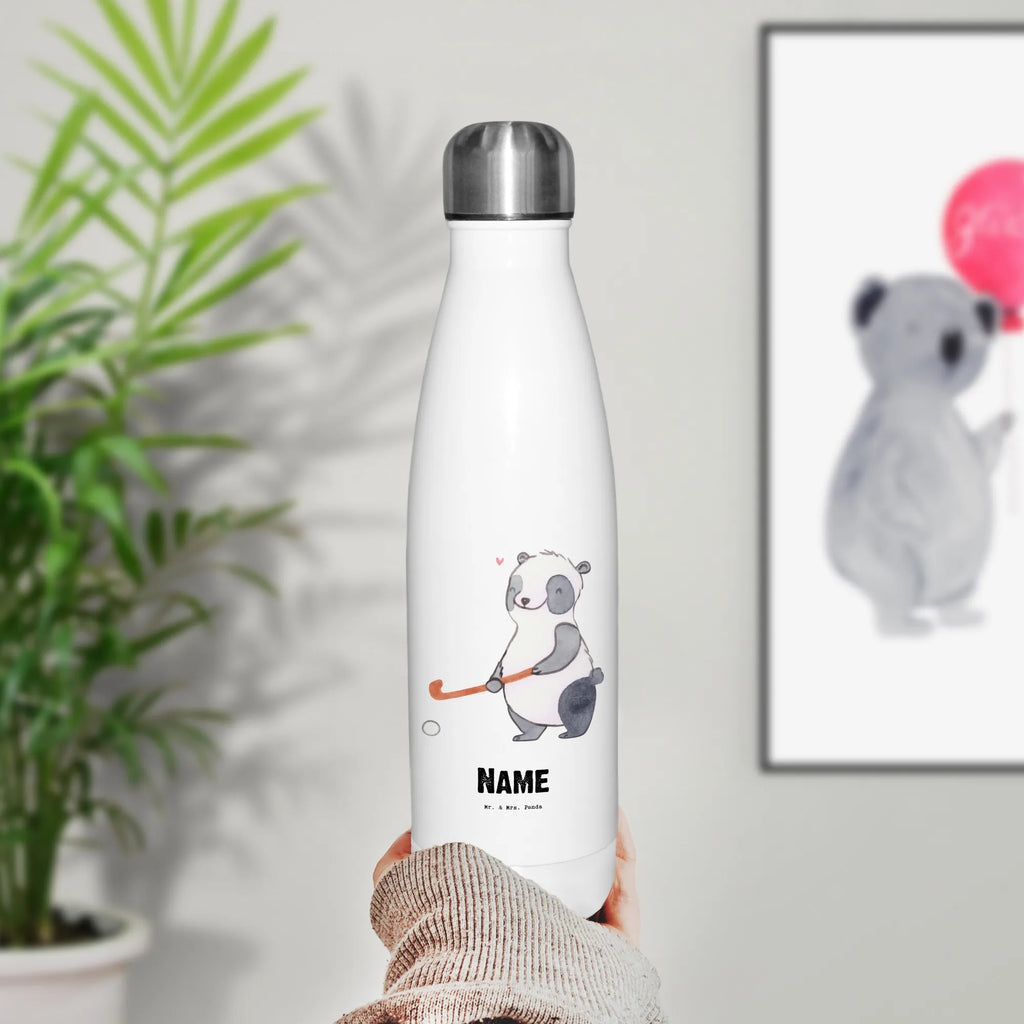 Personalisierte Thermosflasche Panda Hockey spielen Personalisierte Isolierflasche, Personalisierte Thermoflasche, Personalisierte Trinkflasche, Trinkflasche Mit Namen, Wunschname, Bedrucken, Namensflasche, Geschenk, Sport, Sportart, Hobby, Schenken, Danke, Dankeschön, Auszeichnung, Gewinn, Sportler, Hockey spielen, Feldhockey, Hockeyschläger, Hockey Verein