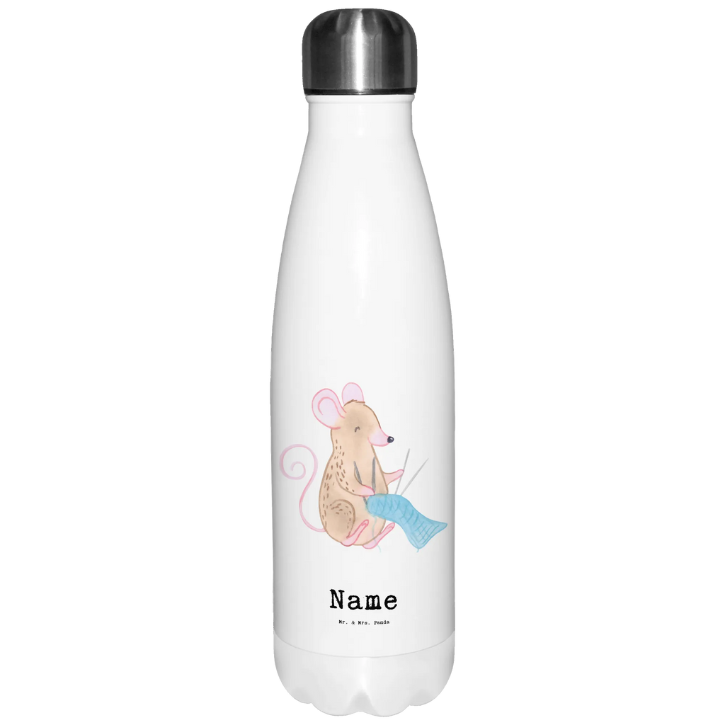 Personalisierte Thermosflasche Maus Stricken Personalisierte Isolierflasche, Personalisierte Thermoflasche, Personalisierte Trinkflasche, Trinkflasche Mit Namen, Wunschname, Bedrucken, Namensflasche, Geschenk, Sport, Sportart, Hobby, Schenken, Danke, Dankeschön, Auszeichnung, Gewinn, Sportler, Stricken, DIY