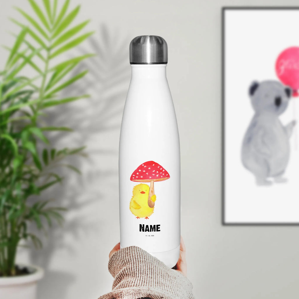 Personalisierte Thermosflasche Küken Fliegenpilz Personalisierte Isolierflasche, Personalisierte Thermoflasche, Personalisierte Trinkflasche, Trinkflasche Mit Namen, Wunschname, Bedrucken, Namensflasche, Ostern, Osterhase, Ostergeschenke, Osternest, Osterdeko, Geschenke zu Ostern, Ostern Geschenk, Ostergeschenke Kinder, Ostern Kinder, Küken, Fliegenpilz, Glückspilz, Frohe Ostern, Ostergrüße