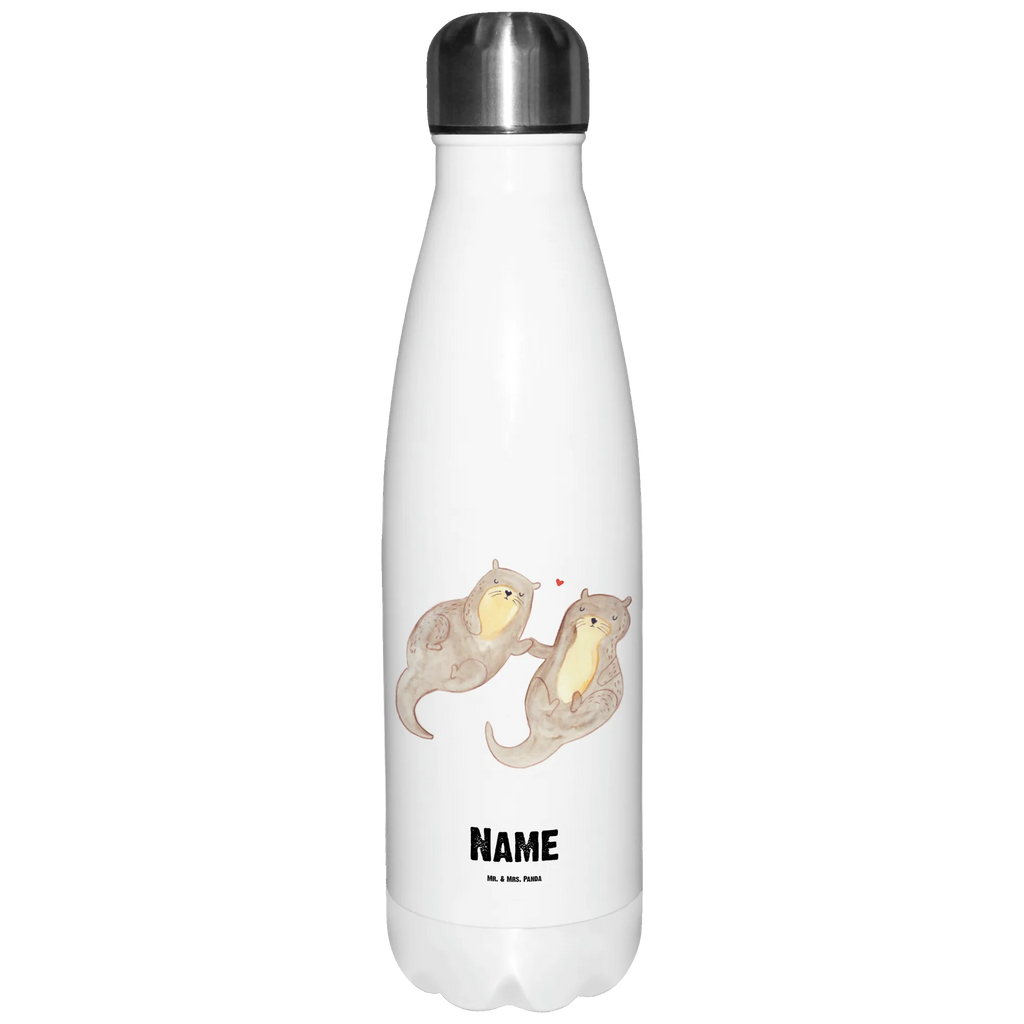 Personalisierte Thermosflasche Otter händchenhaltend Personalisierte Isolierflasche, Personalisierte Thermoflasche, Personalisierte Trinkflasche, Trinkflasche Mit Namen, Wunschname, Bedrucken, Namensflasche, Otter, Fischotter, Seeotter, Otter Seeotter See Otter