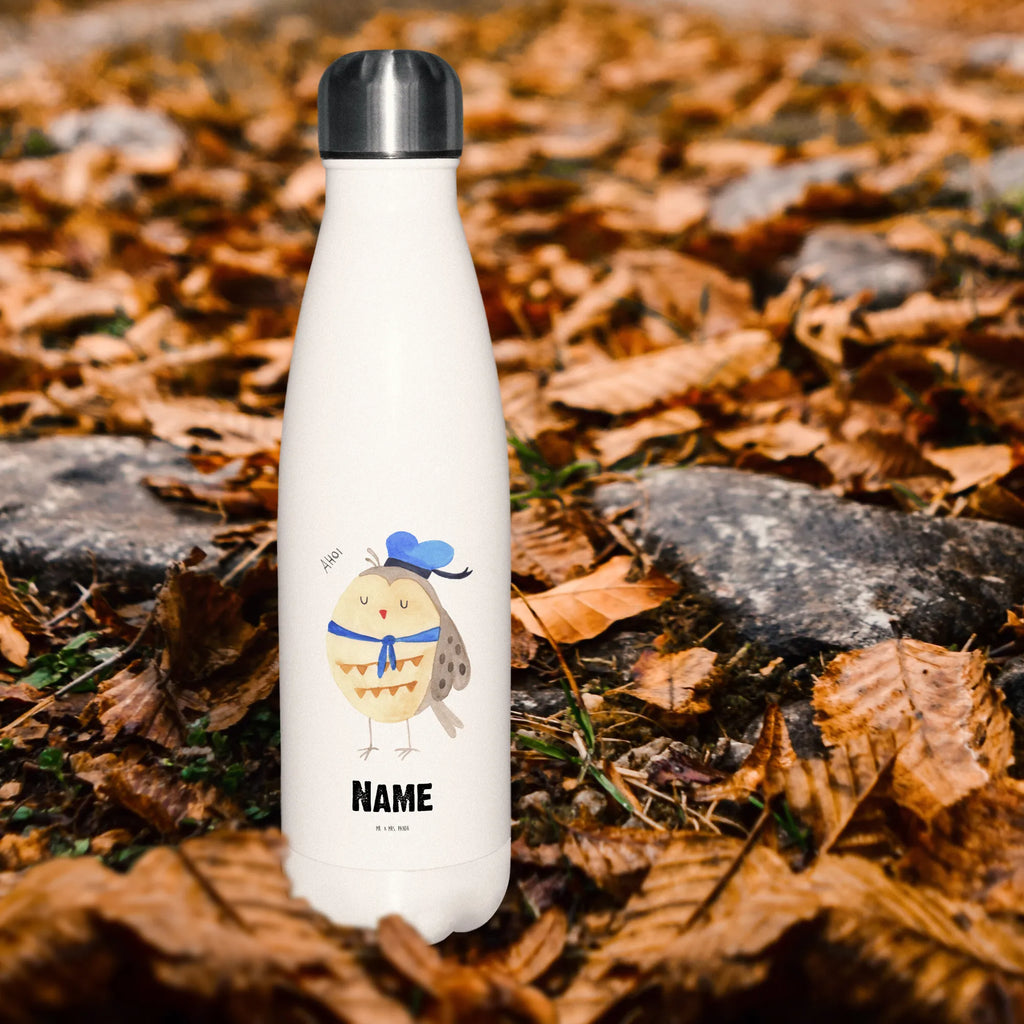 Personalisierte Thermosflasche Eule Matrosen Personalisierte Isolierflasche, Personalisierte Thermoflasche, Personalisierte Trinkflasche, Trinkflasche Mit Namen, Wunschname, Bedrucken, Namensflasche, Eule, Eule Spruch, Eule Deko, Owl, Wortspiel lustig, Matrose, Freundin, Ehe, Seefahrer, Heimathafen, Hochzeitstag Geschenk