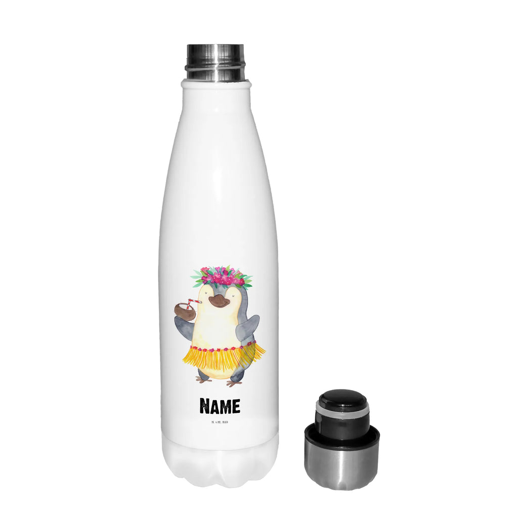 Personalisierte Thermosflasche Pinguin Kokosnuss Personalisierte Isolierflasche, Personalisierte Thermoflasche, Personalisierte Trinkflasche, Trinkflasche Mit Namen, Wunschname, Bedrucken, Namensflasche, Pinguin, Aloha, Hawaii, Urlaub, Kokosnuss, Pinguine