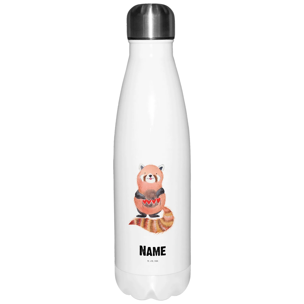 Personalisierte Thermosflasche Roter Panda Personalisierte Isolierflasche, Personalisierte Thermoflasche, Personalisierte Trinkflasche, Trinkflasche Mit Namen, Wunschname, Bedrucken, Namensflasche, Tiermotive, Gute Laune, lustige Sprüche, Tiere, Panda, Liebe, Rot, Herz, Liebling, Lieblingsmensch