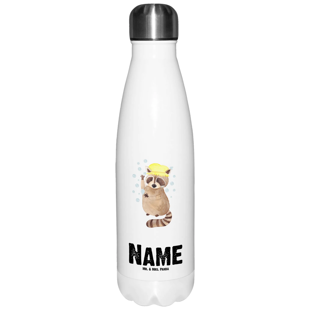 Personalisierte Thermosflasche Waschbär Personalisierte Isolierflasche, Personalisierte Thermoflasche, Personalisierte Trinkflasche, Trinkflasche Mit Namen, Wunschname, Bedrucken, Namensflasche, Tiermotive, Gute Laune, lustige Sprüche, Tiere, Waschbär, Tagträumen, Plan, Fröhlich, waschen, Seifenblasen