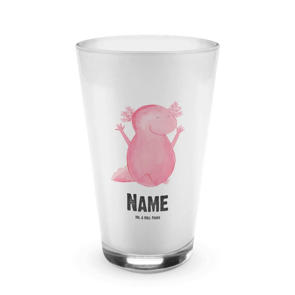 Personalisiertes Glas Axolotl Hurra Bedrucktes Glas, Glas mit Namen, Namensglas, Glas personalisiert, Name, Bedrucken, Axolotl, Molch, Axolot, Schwanzlurch, Lurch, Lurche, fröhlich, Spaß, Freude, Motivation, Zufriedenheit