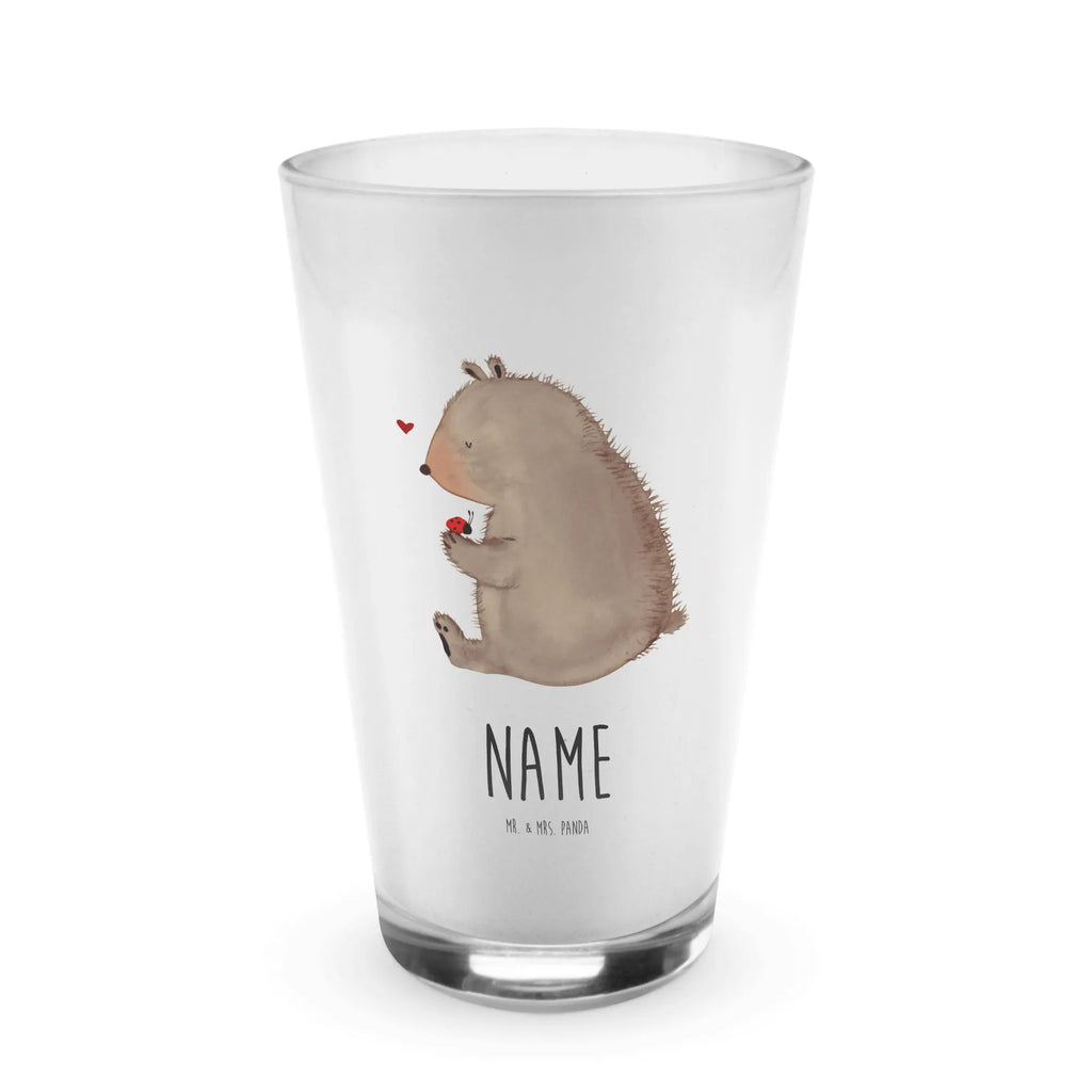 Personalisiertes Glas Bär mit Marienkäfer Bedrucktes Glas, Glas mit Namen, Namensglas, Glas personalisiert, Name, Bedrucken, Bär, Teddy, Teddybär, Marienkäfer, Liebe, Freiheit, Motivation, Das Leben ist schön