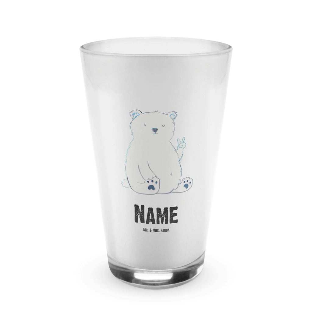 Personalisiertes Glas Eisbär Faul Bedrucktes Glas, Glas mit Namen, Namensglas, Glas personalisiert, Name, Bedrucken, Bär, Teddy, Teddybär, Eisbär, Nordpol, Faul, Entspannen, Relaxen, Büro, Arbeit, Bürojob, Arbeitsplatz, Homeoffice