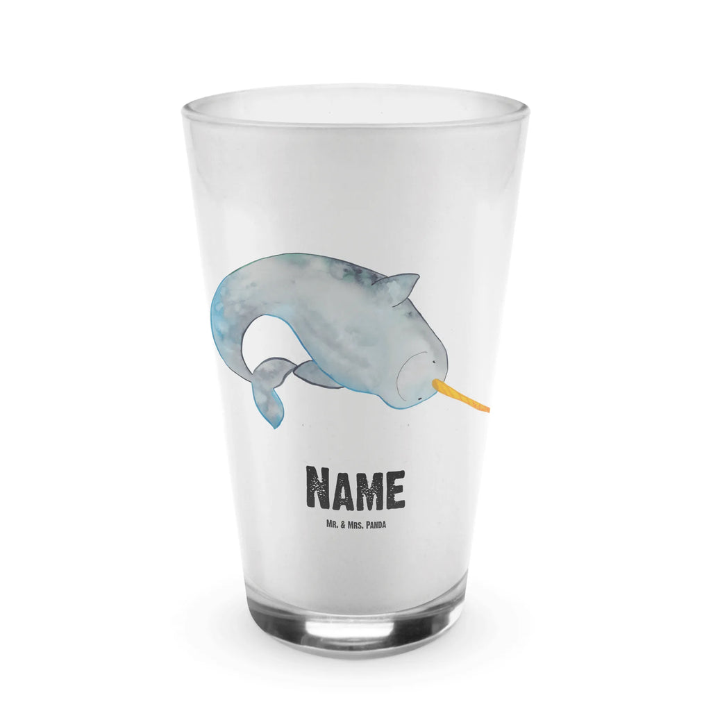 Personalised glass Narwhal Bedrucktes Glas, Glas mit Namen, Namensglas, Glas personalisiert, Name, Bedrucken, Meerestiere, Meer, Urlaub, Narwal, Wal, Putzen, Hausfrau, Junggesellin, aufräumen, Kinderzimmer
