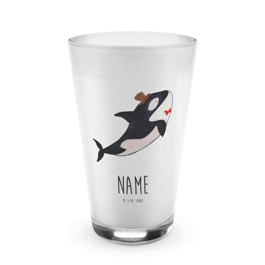 Personalisiertes Glas Orca Zylinder Bedrucktes Glas, Glas mit Namen, Namensglas, Glas personalisiert, Name, Bedrucken, Meerestiere, Meer, Urlaub, Narwal, Glitter, Konfetti, Glitzer, Geburtstag, Feier, Fete, Fest, Glückwunsch, Orca