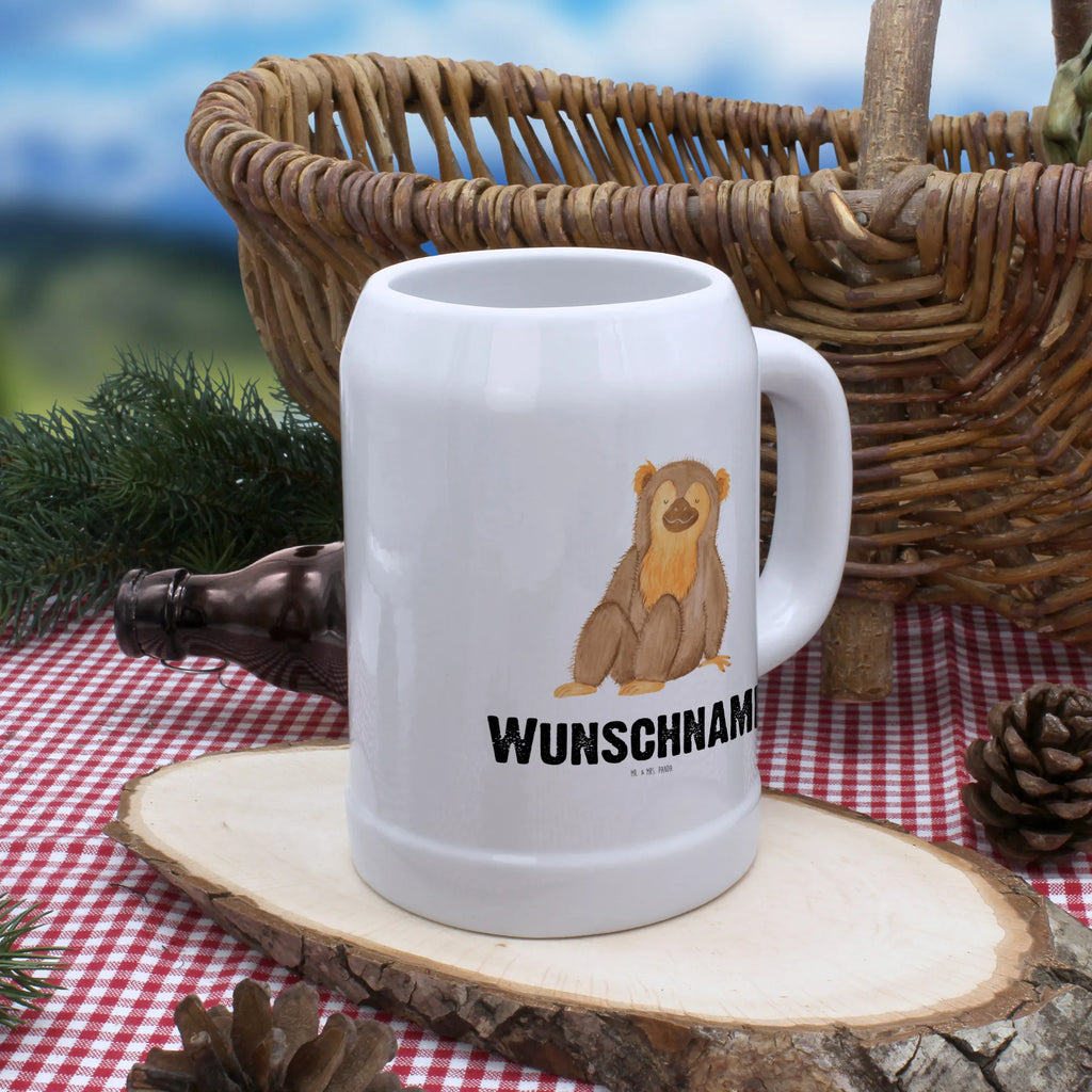 Personalisierter Bierkrug Affe Bierkrug mit Namen, Bierkrug personalisieren, Bierglas mit Namen, Personalisierung, Bedrucken, Afrika, Wildtiere, Affe, Äffchen, Affen, Selbstliebe, Respekt, Motivation, Selbstachtung, Liebe, Selbstbewusstsein, Selfcare