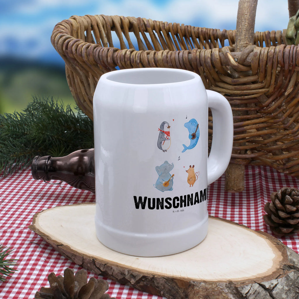 Personalisierter Bierkrug Big Band Bierkrug mit Namen, Bierkrug personalisieren, Bierglas mit Namen, Personalisierung, Bedrucken, Tiermotive, Gute Laune, lustige Sprüche, Tiere, Hund, Pinguin, Maus, Elefant, Delfin, Gitarre, Band, Triangel, Musikanten, Musik