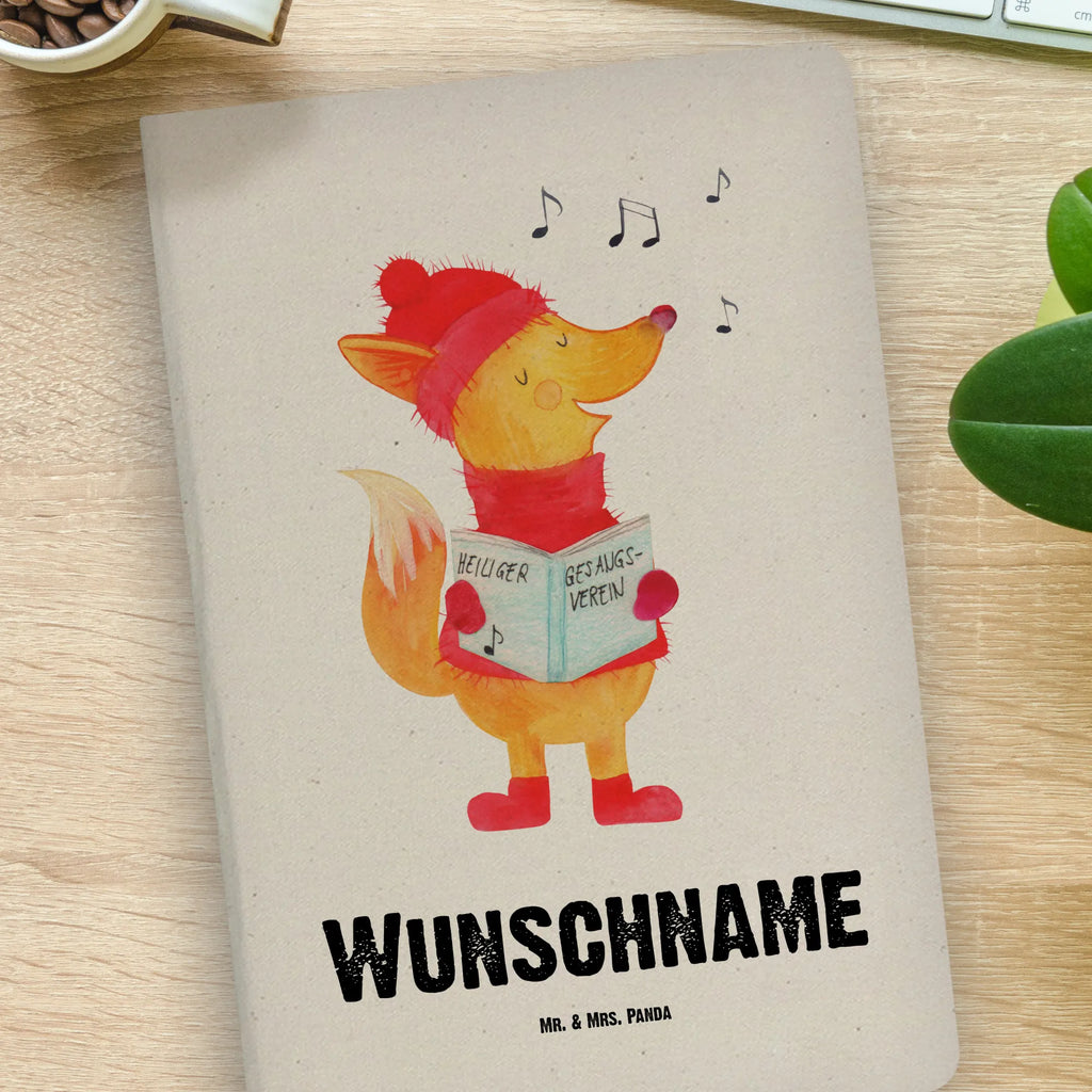 DIN A4 Personalisiertes Notizbuch Fuchs Sänger Personalisiertes Notizbuch, Notizbuch mit Namen, Notizbuch bedrucken, Personalisierung, Namensbuch, Namen, Winter, Weihnachten, Weihnachtsdeko, Nikolaus, Advent, Heiligabend, Wintermotiv, Fuchs, Füchse, Sänger, Geschenk Sänger, Singen, Weihnachtslieder