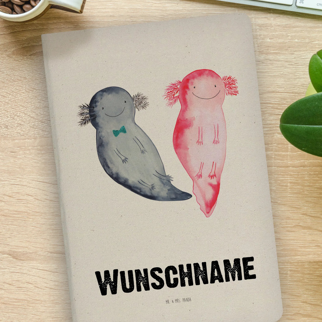 DIN A4 Personalisiertes Notizbuch Axolotl Axel+Lotte Personalisiertes Notizbuch, Notizbuch mit Namen, Notizbuch bedrucken, Personalisierung, Namensbuch, Namen, Axolotl, Molch, Axolot, Schwanzlurch, Lurch, Lurche, Liebe, große Liebe, Liebesbeweis, Freund, Verlobter, Ehemann, Jahrestag, Valentinstag