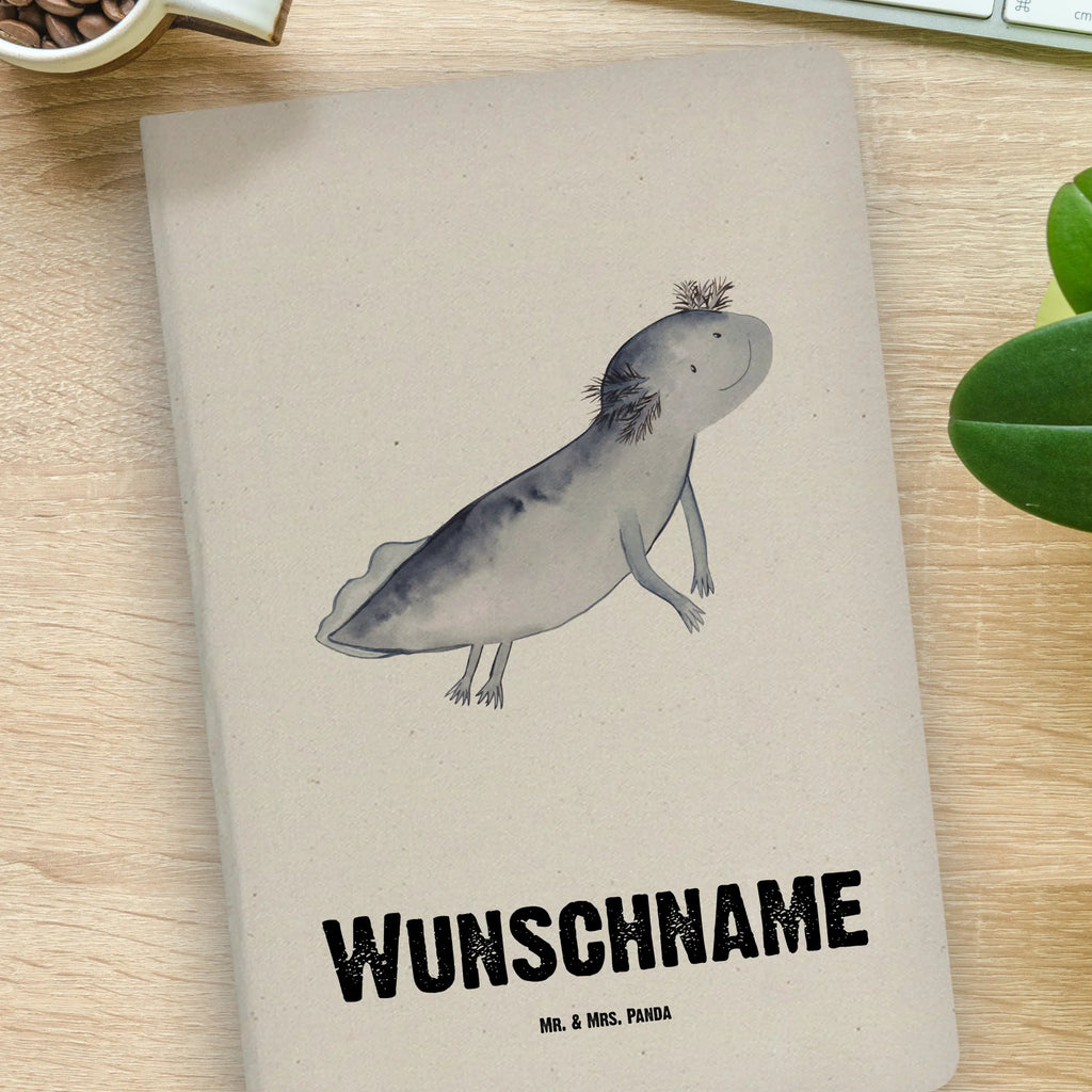 DIN A4 Personalisiertes Notizbuch Axolotl schwimmt Personalisiertes Notizbuch, Notizbuch mit Namen, Notizbuch bedrucken, Personalisierung, Namensbuch, Namen, Axolotl, Molch, Axolot, Schwanzlurch, Lurch, Lurche, Problem, Probleme, Lösungen, Motivation