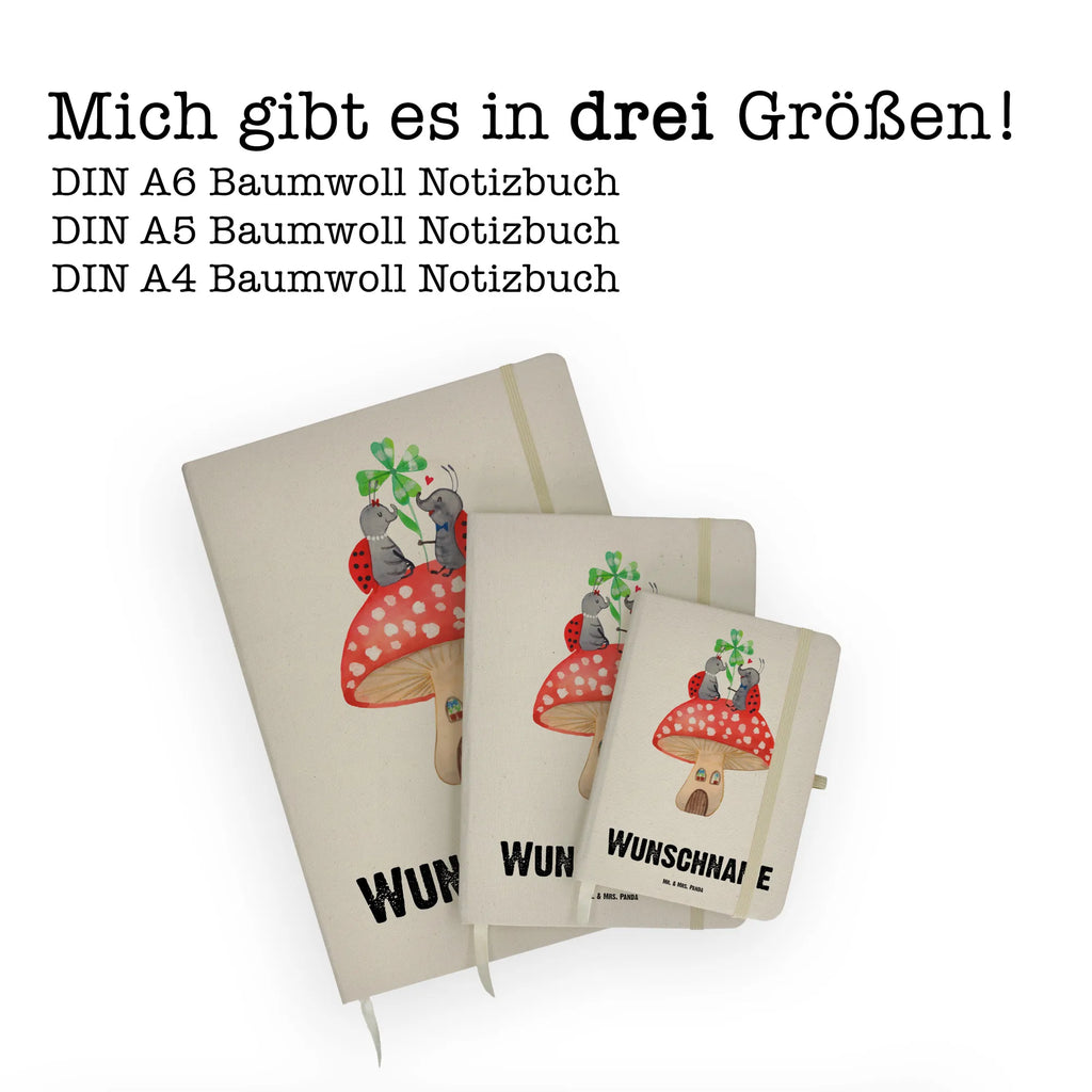 DIN A4 Personalisiertes Notizbuch Marienkäfer Paar Fliegenpilz Personalisiertes Notizbuch, Notizbuch mit Namen, Notizbuch bedrucken, Personalisierung, Namensbuch, Namen, Tiermotive, Gute Laune, lustige Sprüche, Tiere, Haus, Wohnung, zuhause, Fliegenpilz, Marienkäfer, Fleigenpilzhaus