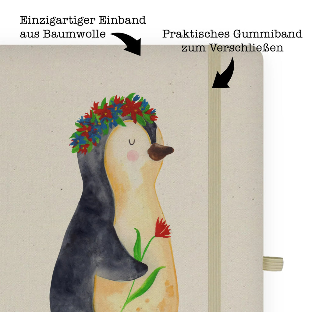 DIN A4 Personalisiertes Notizbuch Pinguin Blumenkranz Personalisiertes Notizbuch, Notizbuch mit Namen, Notizbuch bedrucken, Personalisierung, Namensbuch, Namen, Pinguin, Pinguine, Blumenkranz, Universum, Leben, Wünsche, Ziele, Lebensziele, Motivation, Lebenslust, Liebeskummer, Geschenkidee